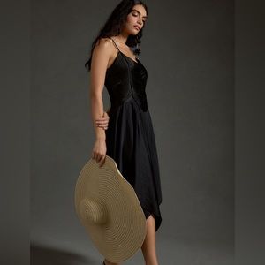 NWT Anthropologie Fringe Bodice Midi dress black